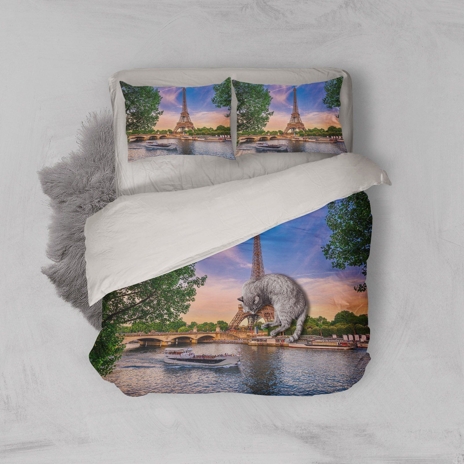 3d Eiffel Tower Cat Bedding Set