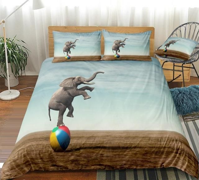3d Elephant Balancing On A Beach Ball Bedding Set