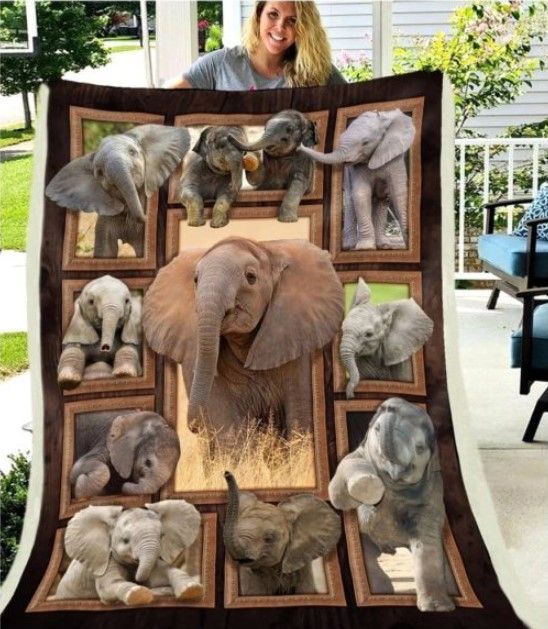 3D Elephant Sherpa Fleece Blanket