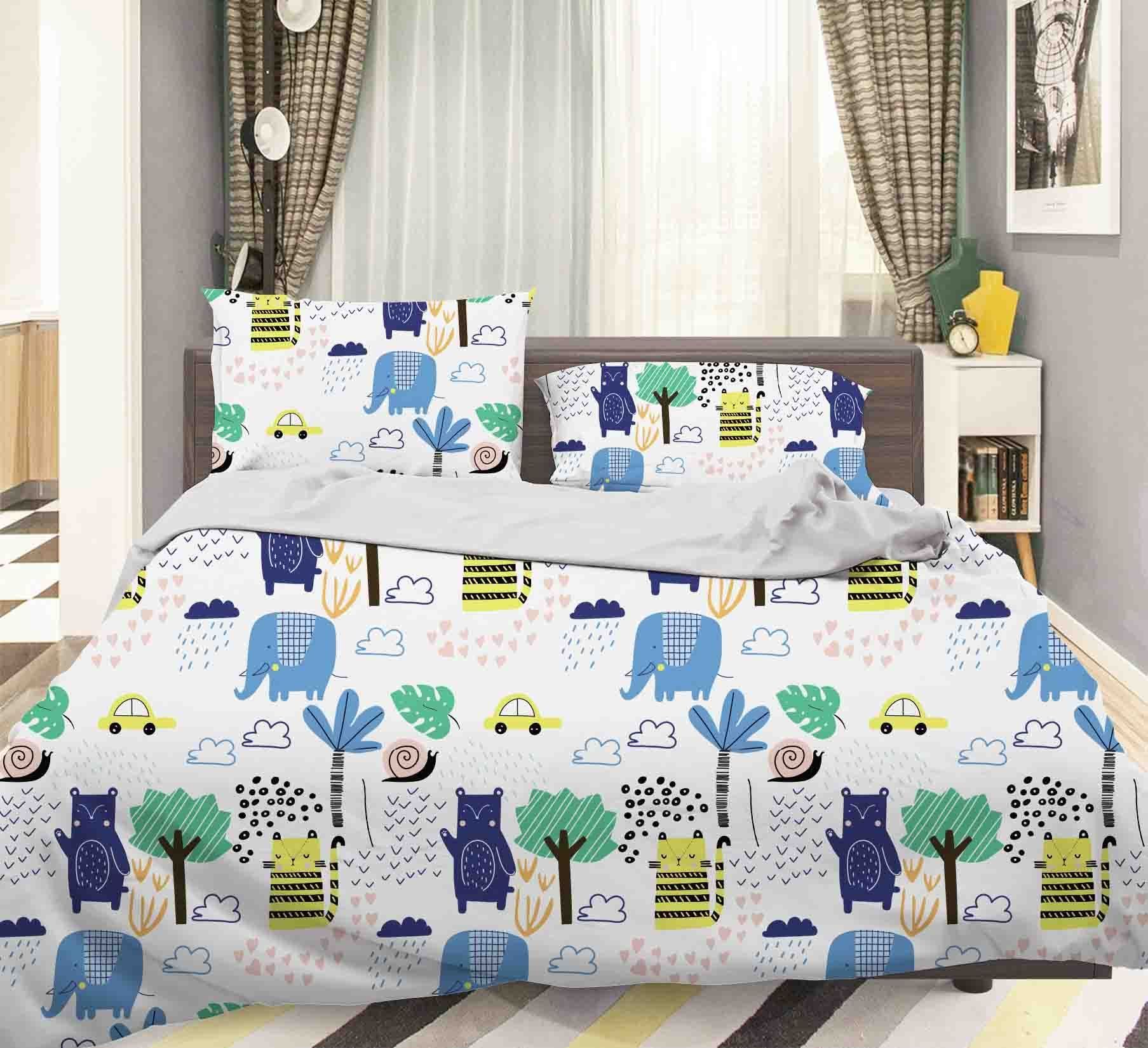 3d Elephant Coconut Tree Bedding Set