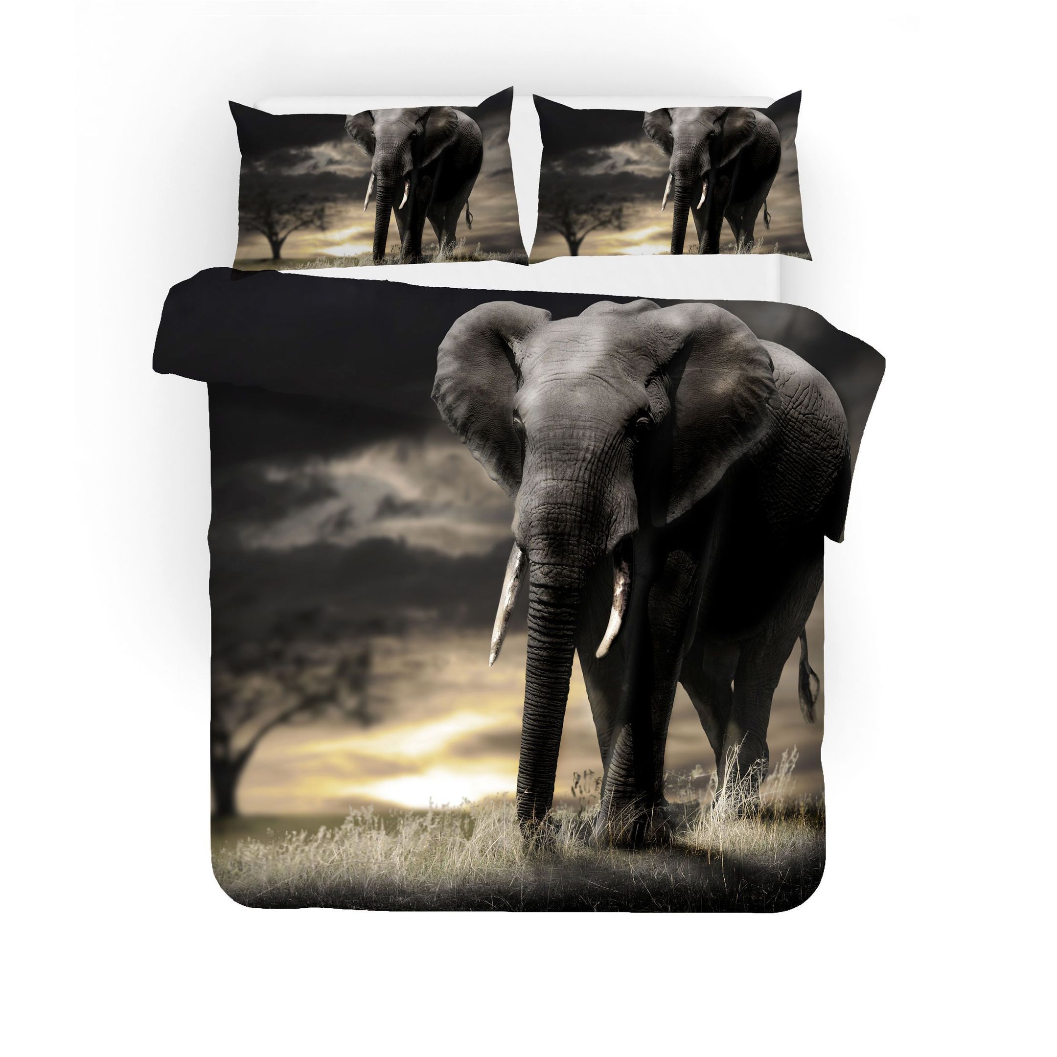 3d Elephant Grassland Comfortable Bedding Set