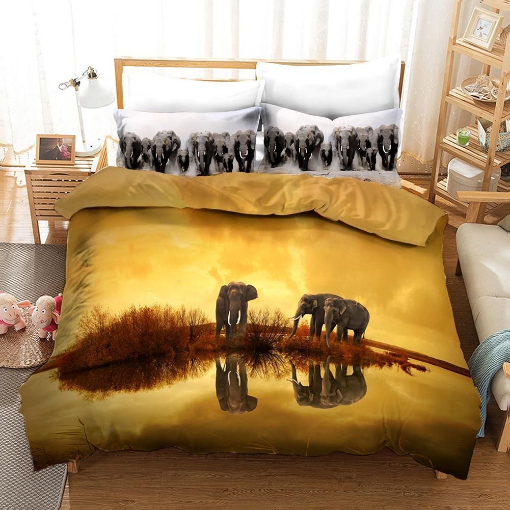 3d Elephant Lake Bedding Set