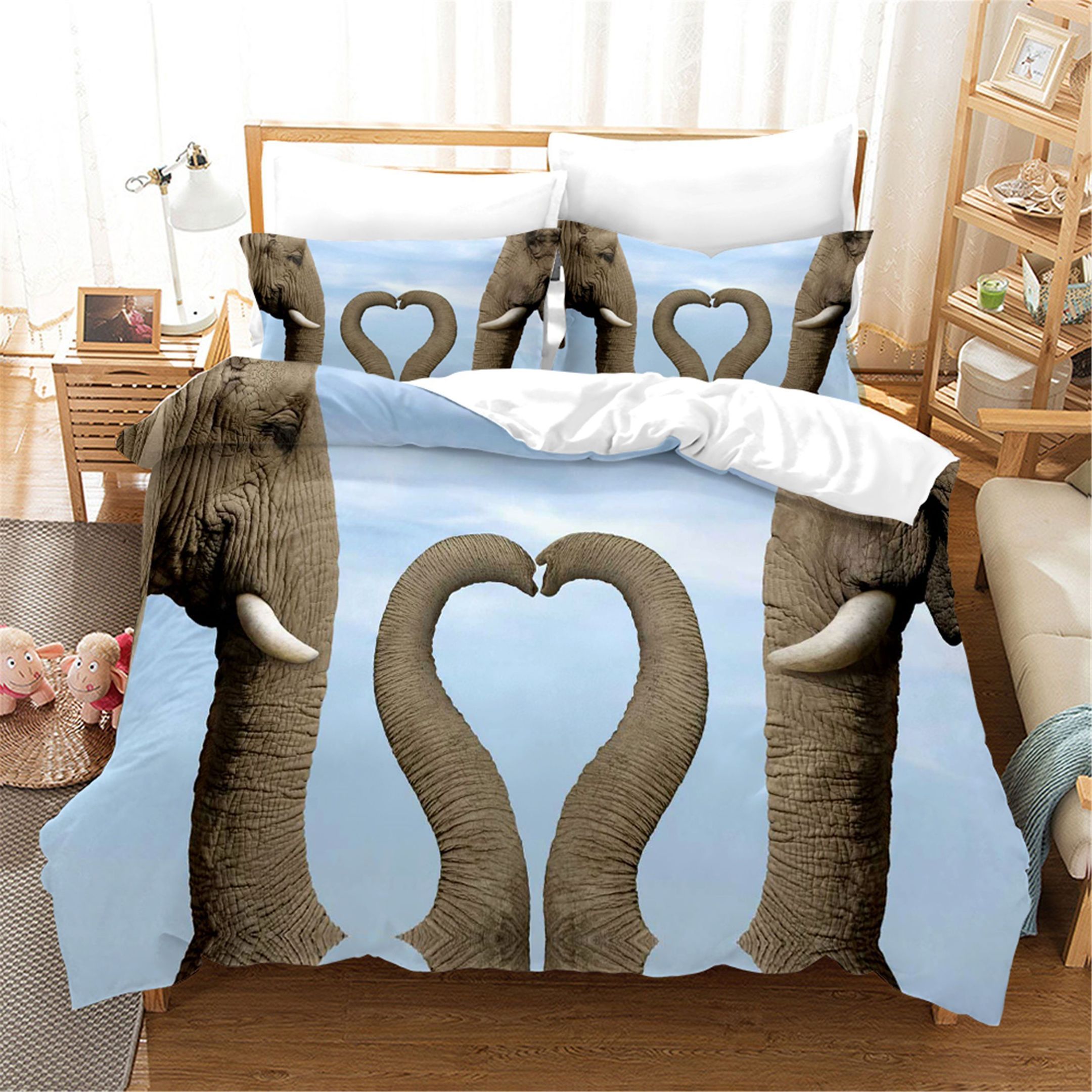 3d Elephant Nose Heart Shaped Bedding Set