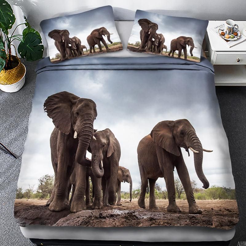 3d Elephant Printed Bedding Set