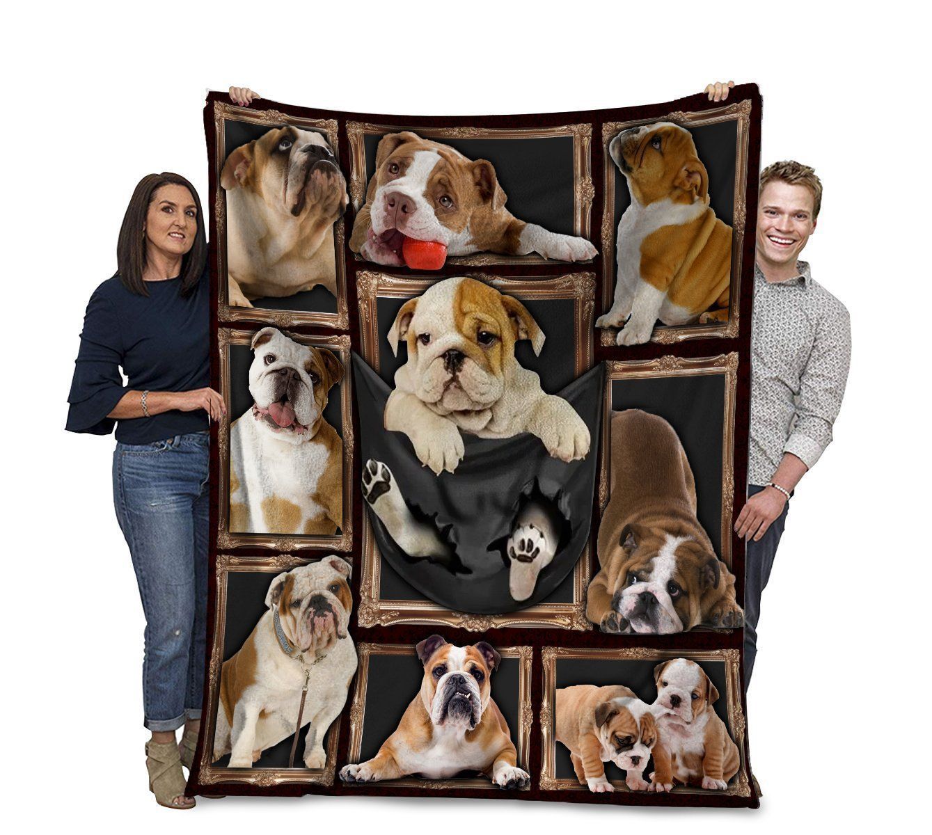 3d English Bulldog Picture Frames Fleece Blanket