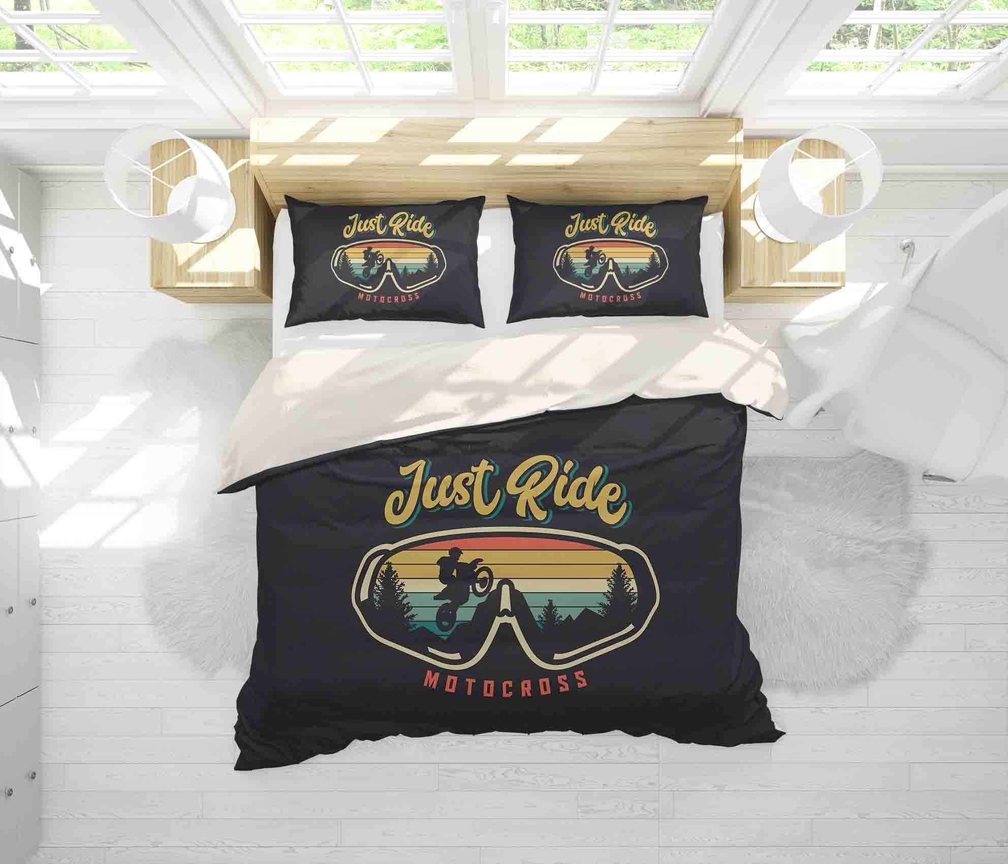 3d Extreme Motorcycle Black Bedding Set