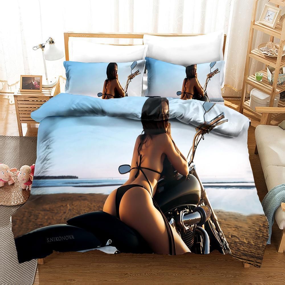 3d Extreme Sexy Girl On Motorcycle Bedding Set