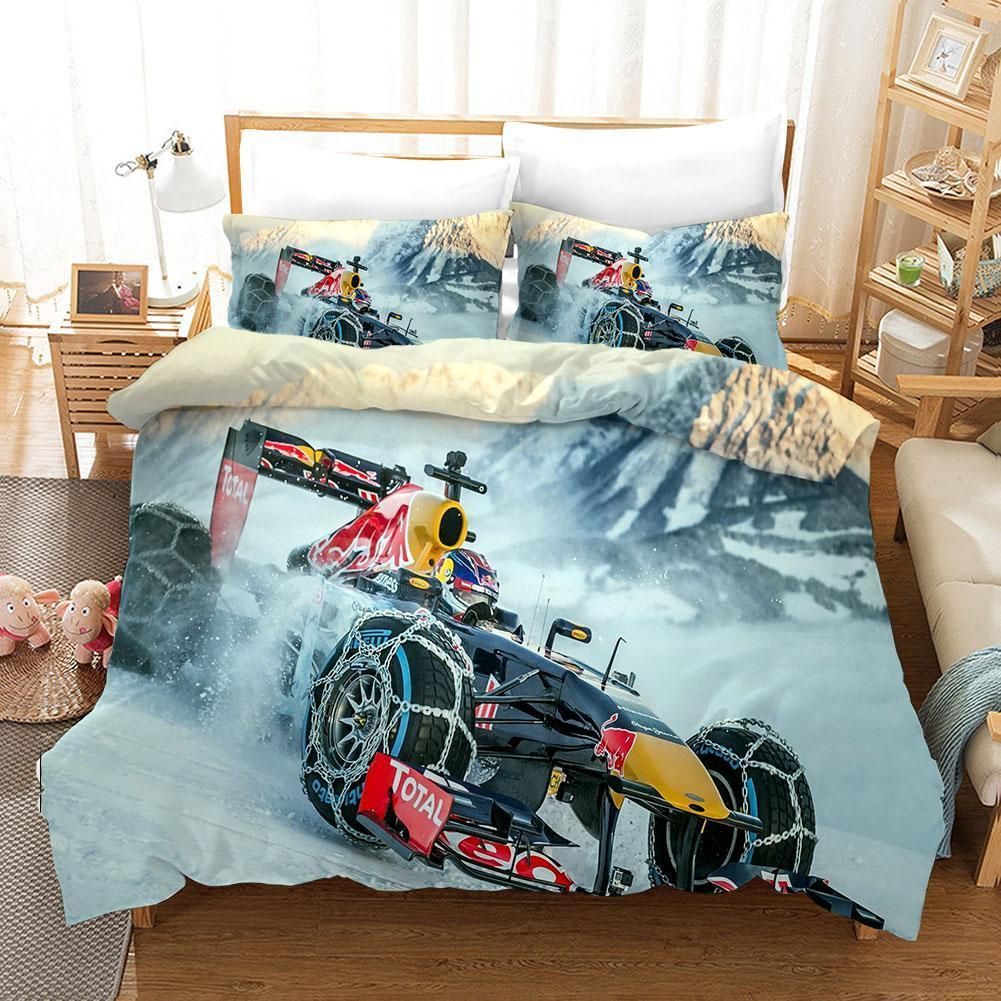 3d F1 Black Racing Car Bedding Set