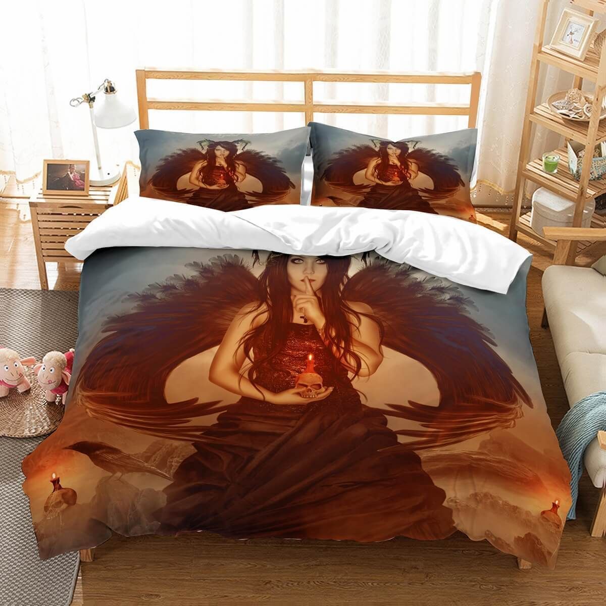 3d Fantasy Wings Silent Bedding Set