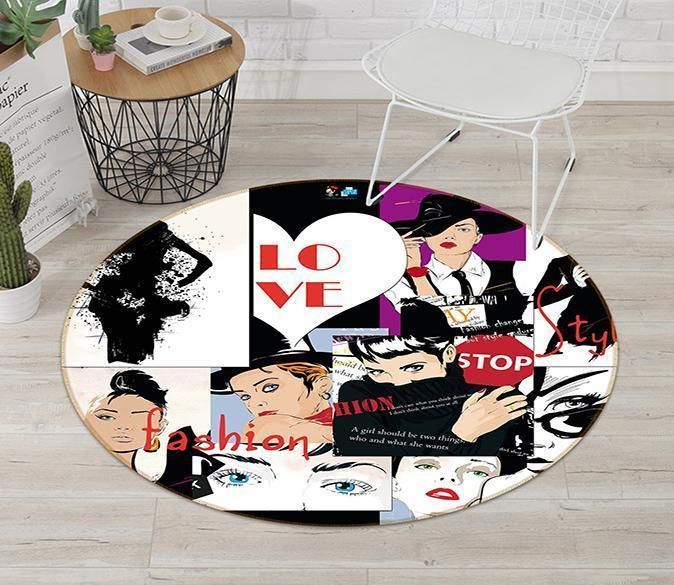 3D Fashion Girls Round Carpet