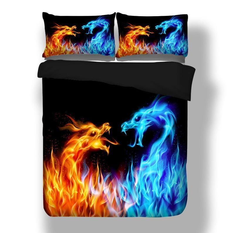 3d Fire Dragon Taiji Print Bedding Set