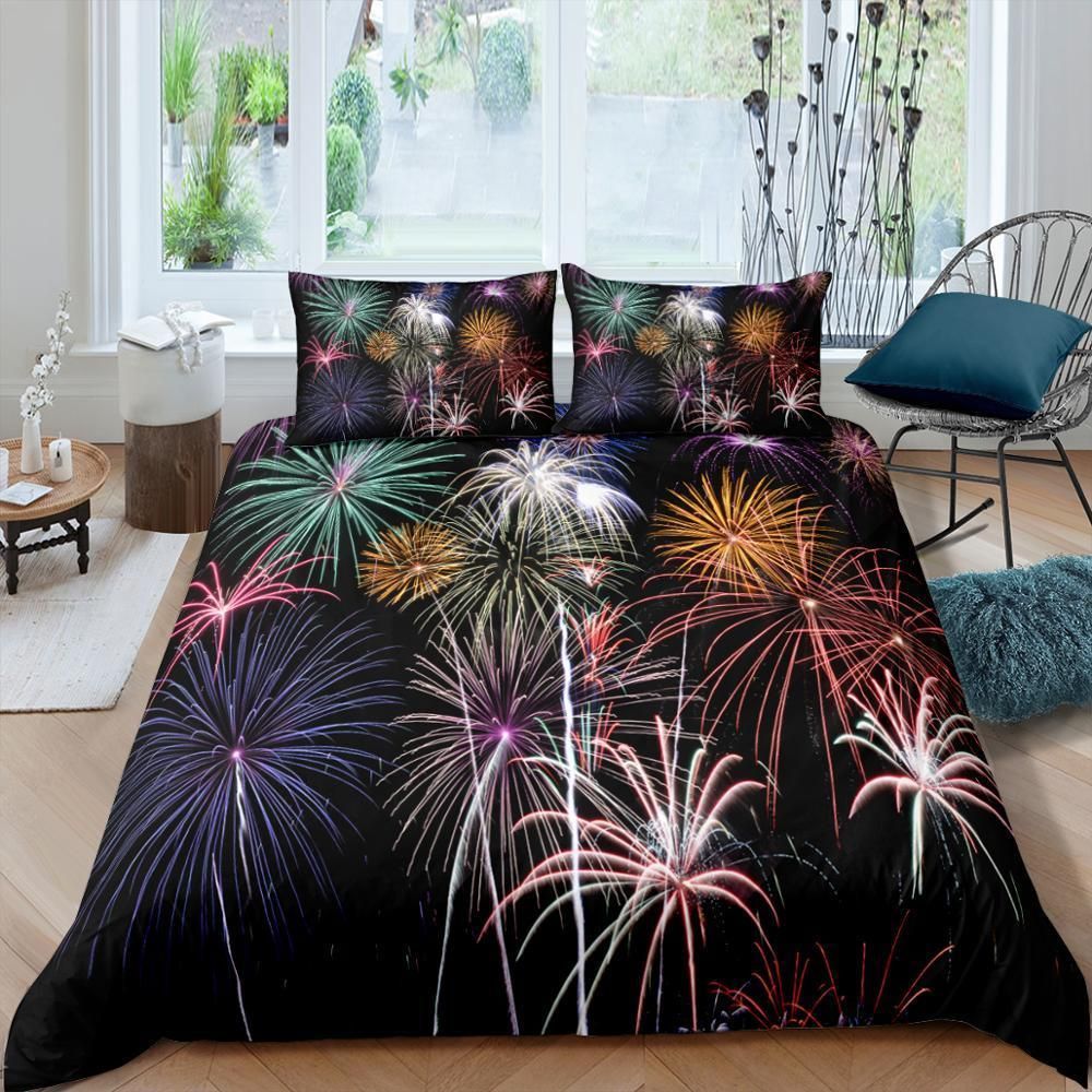 3d Firework Themed Bedding Set