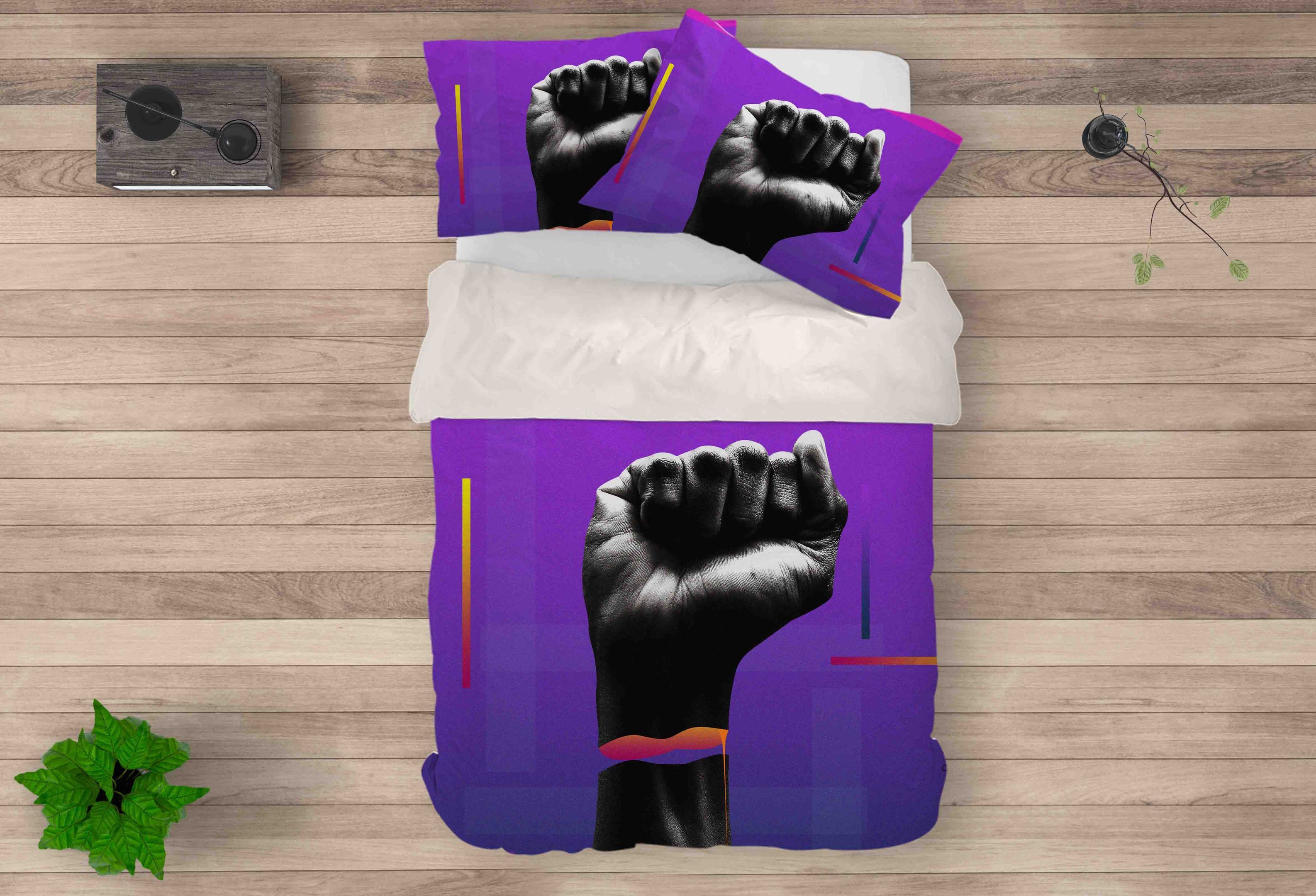 3d Fist Purple Bedding Set