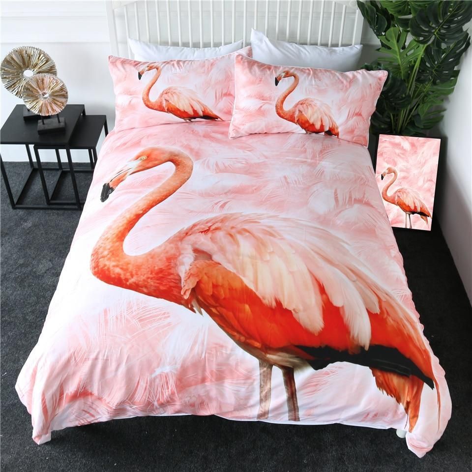 3D Flamingos Bedding Set