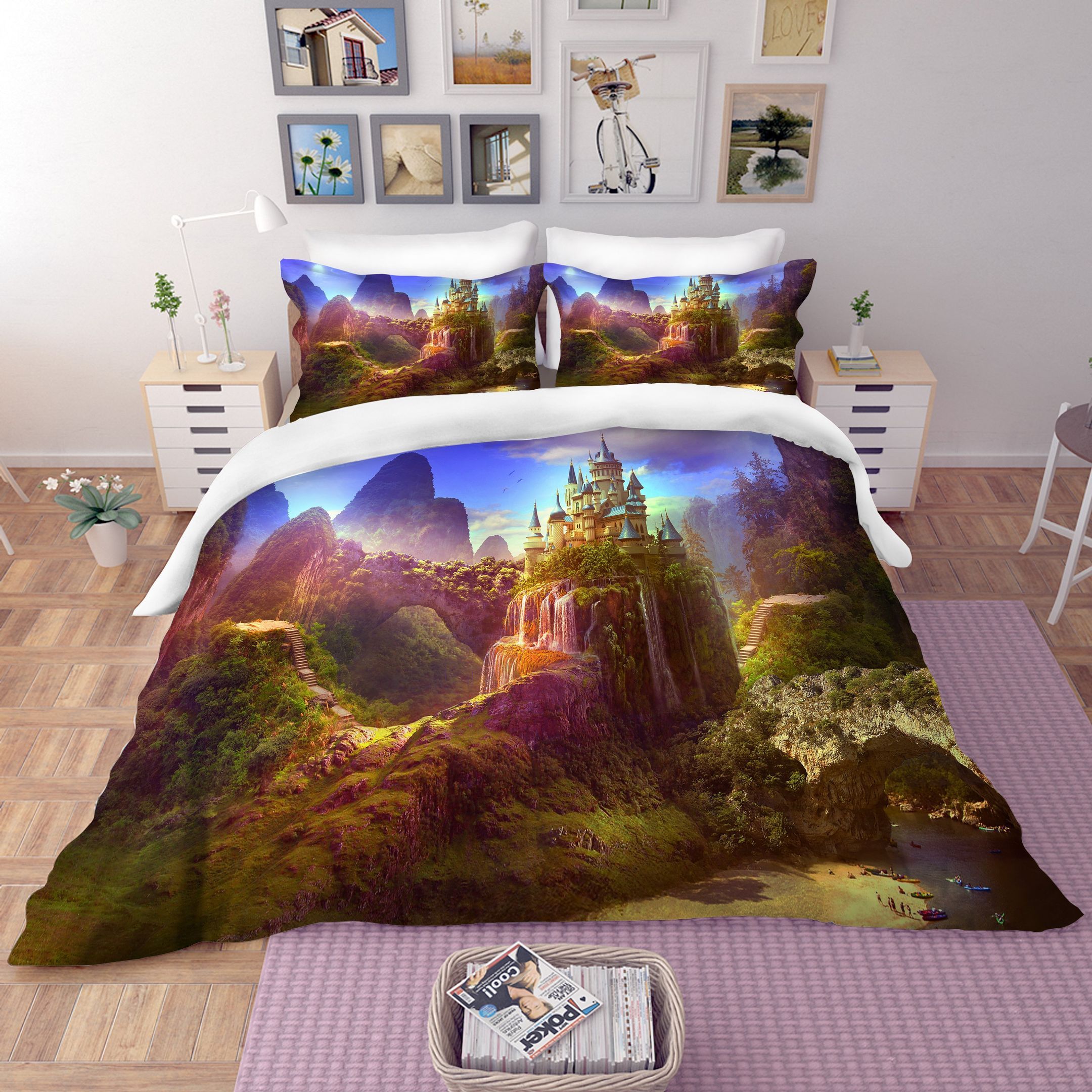 3d Forest Castle Bedding Set