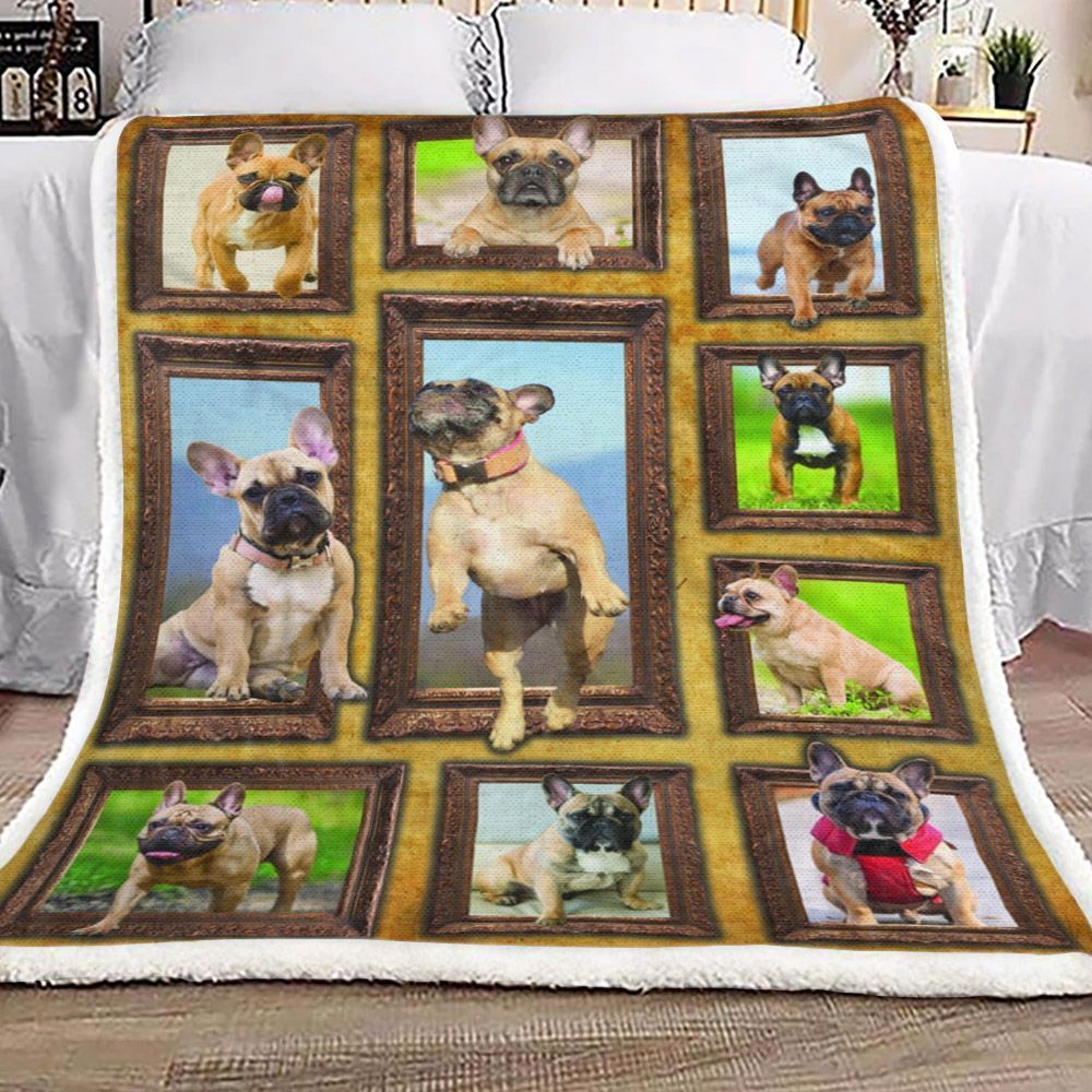 3d French Bulldog Sherpa Fleece Blanket