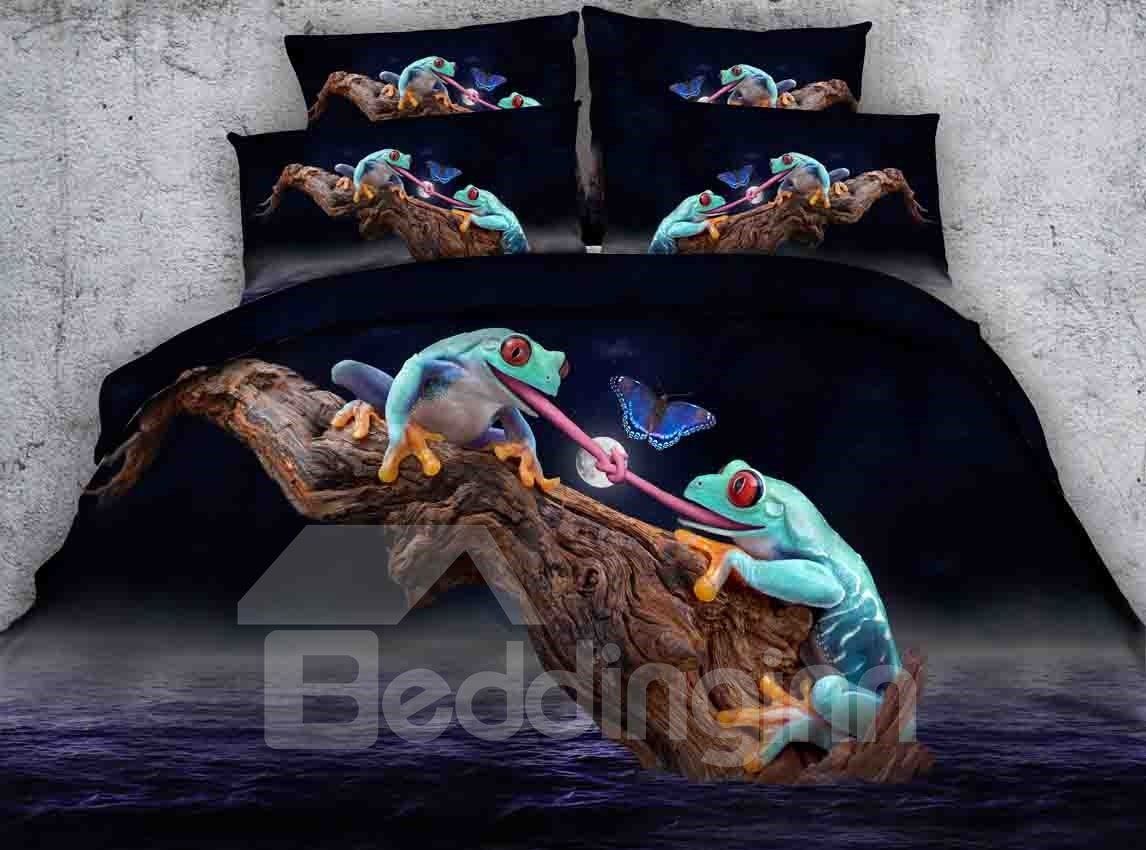 3D Frogs and Butterfly Bedding Set