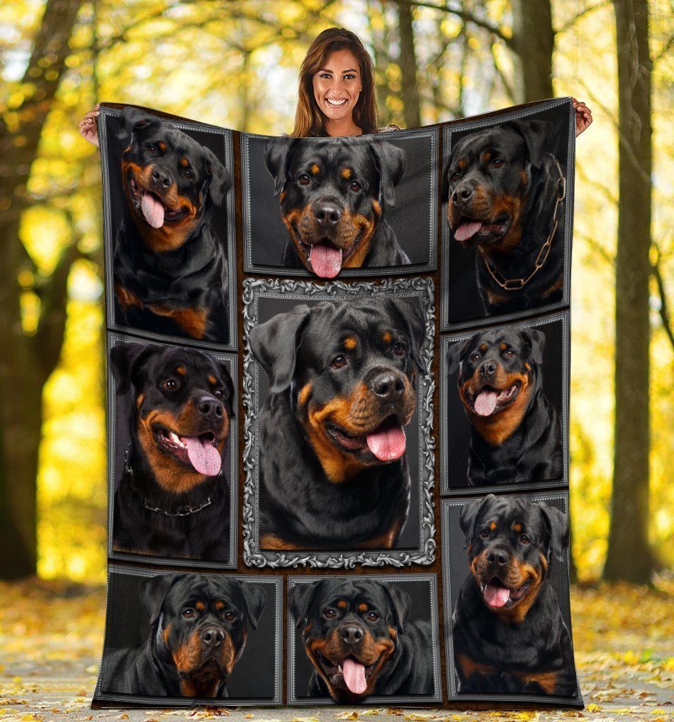 3d Funny Rottweiler Rottie Dog Lovers Gift Printed Fleece Blanket