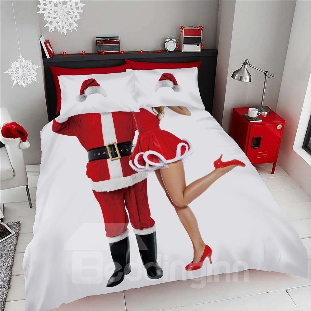 3d Funny Santa Claus Costumes Bedding Set