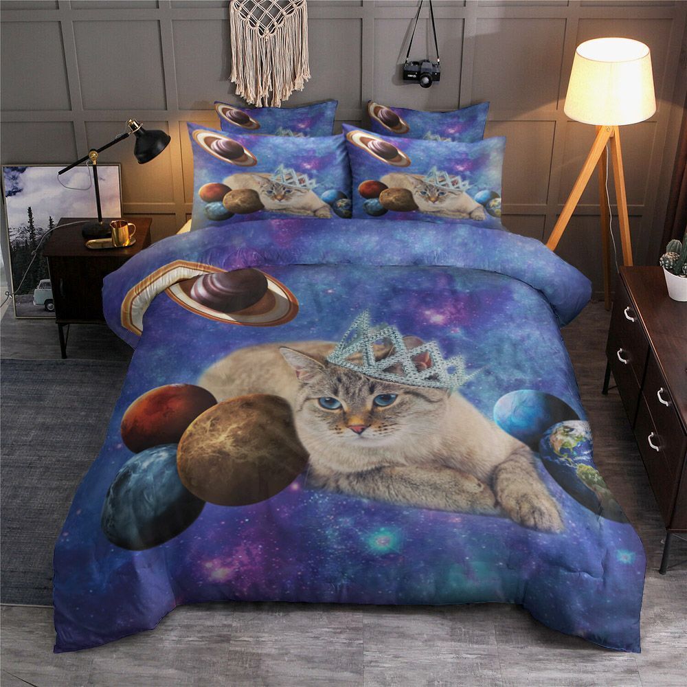 3D Galaxy Crown Cat Bedding Set