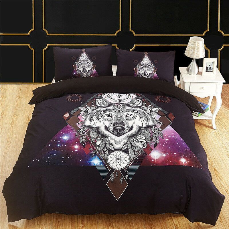 3d Galaxy Dream Catcher Wolf Bedding Set