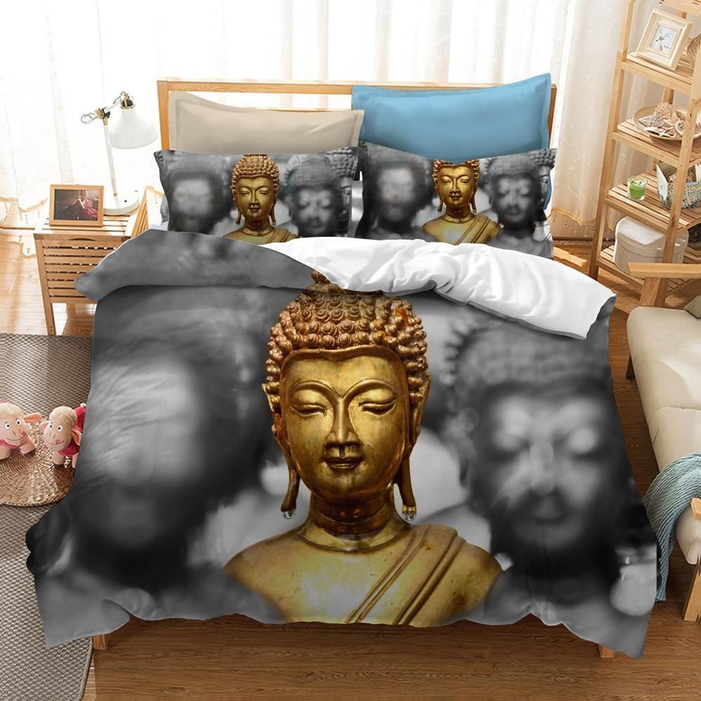 3d Gold Buddha Bedding Set