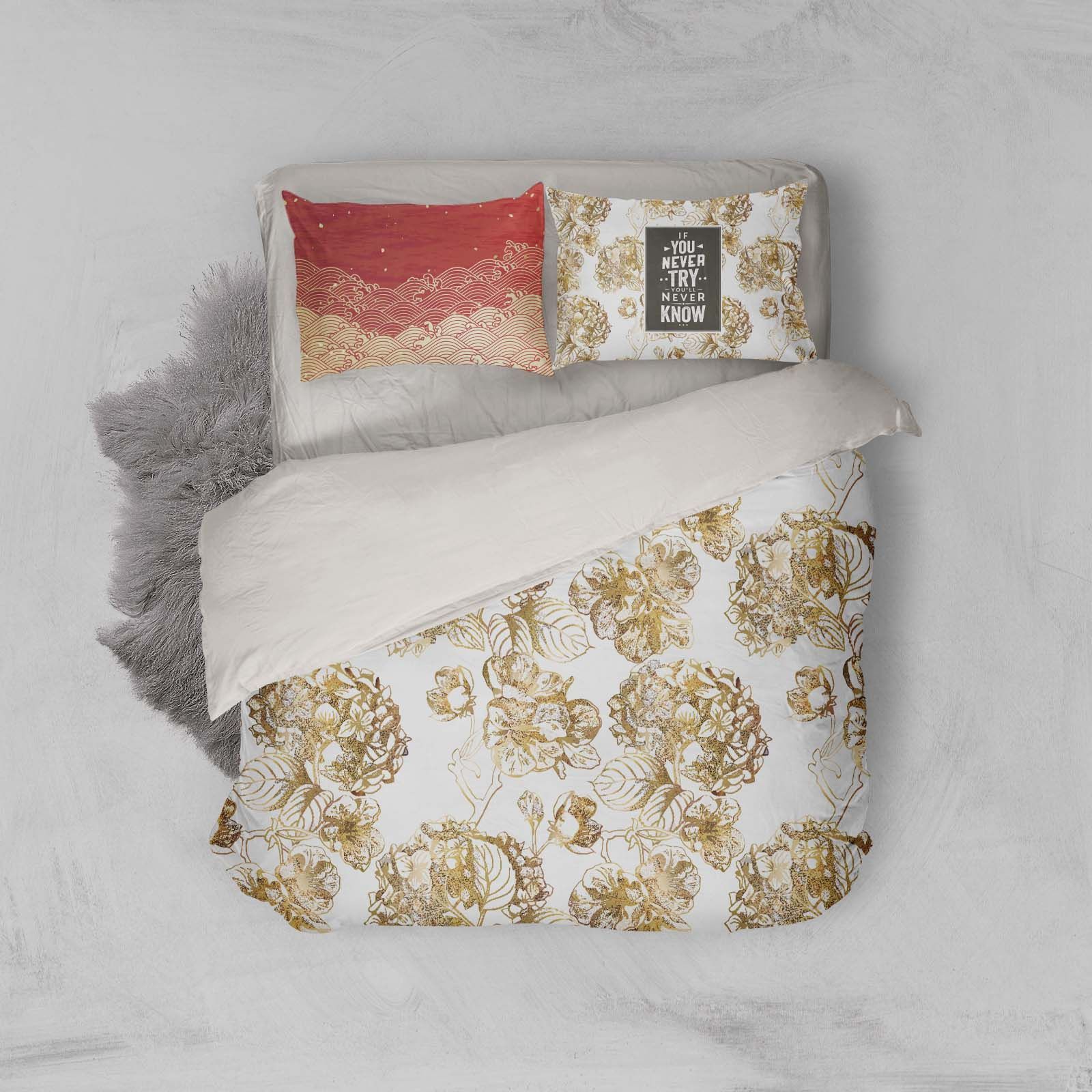 3d Golden Floral Comfortable Bedding Set