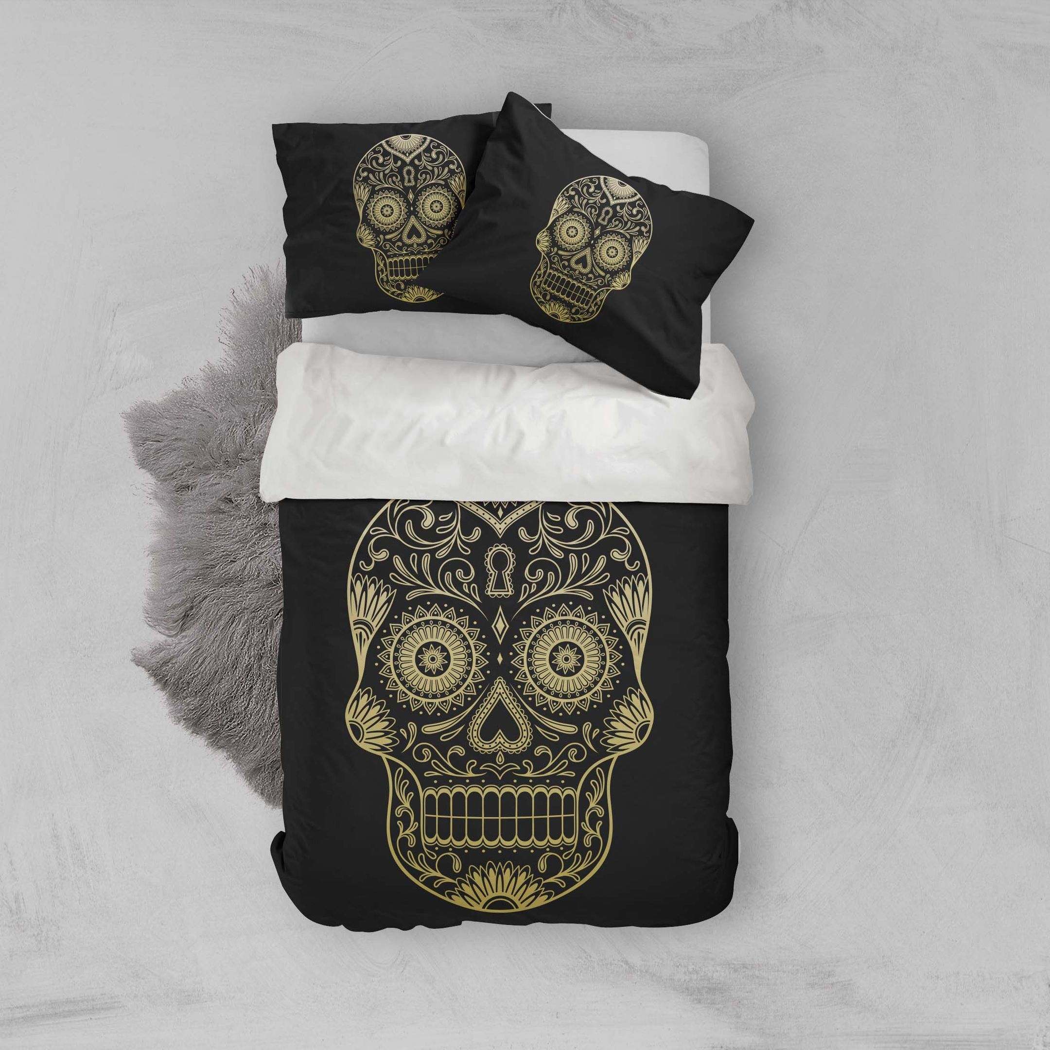 3d Golden Skull Bedding Set
