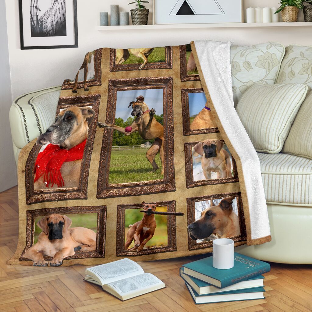 3d Great Dane Dog Sherpa Fleece Blanket
