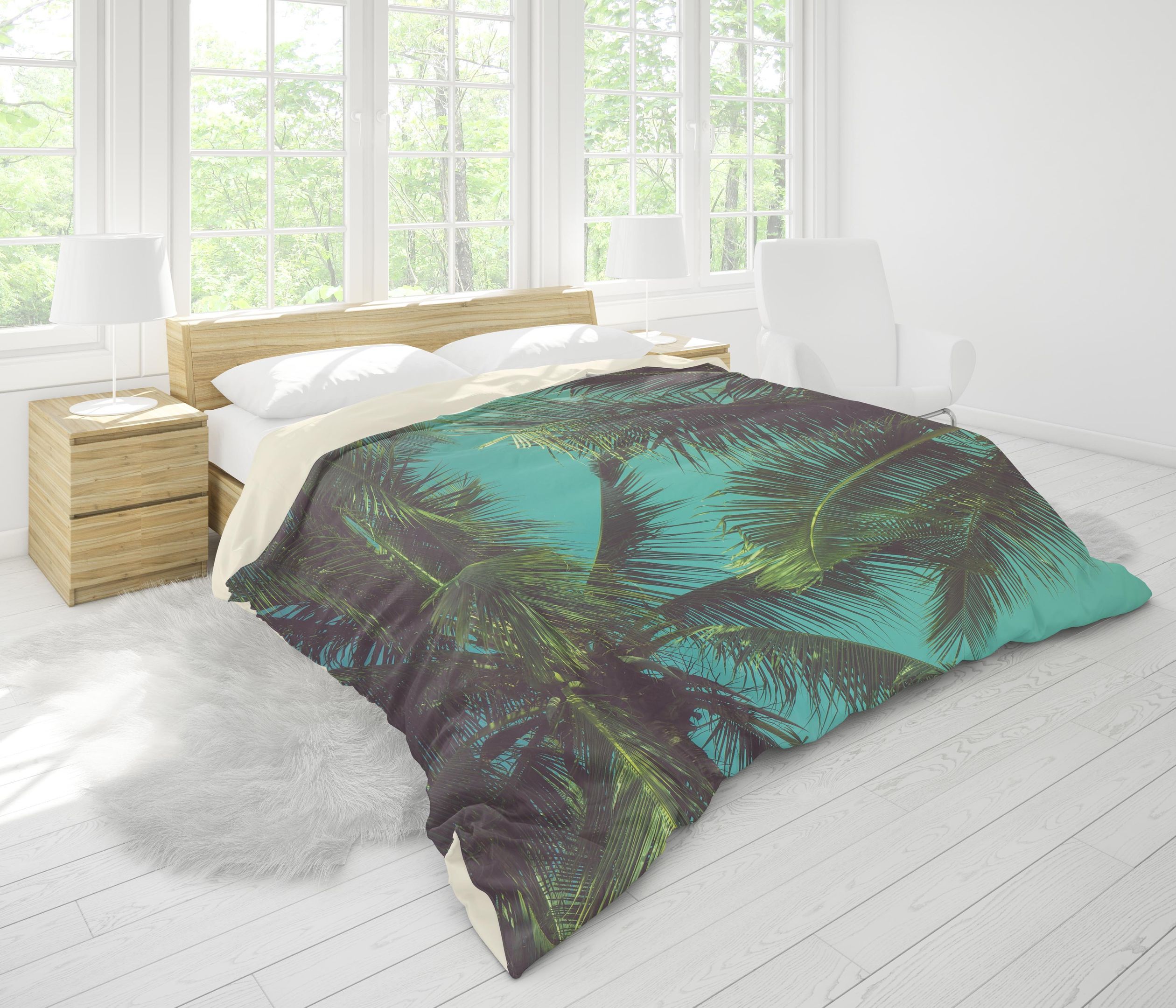 3d Green Coconut Tree Bedding Set