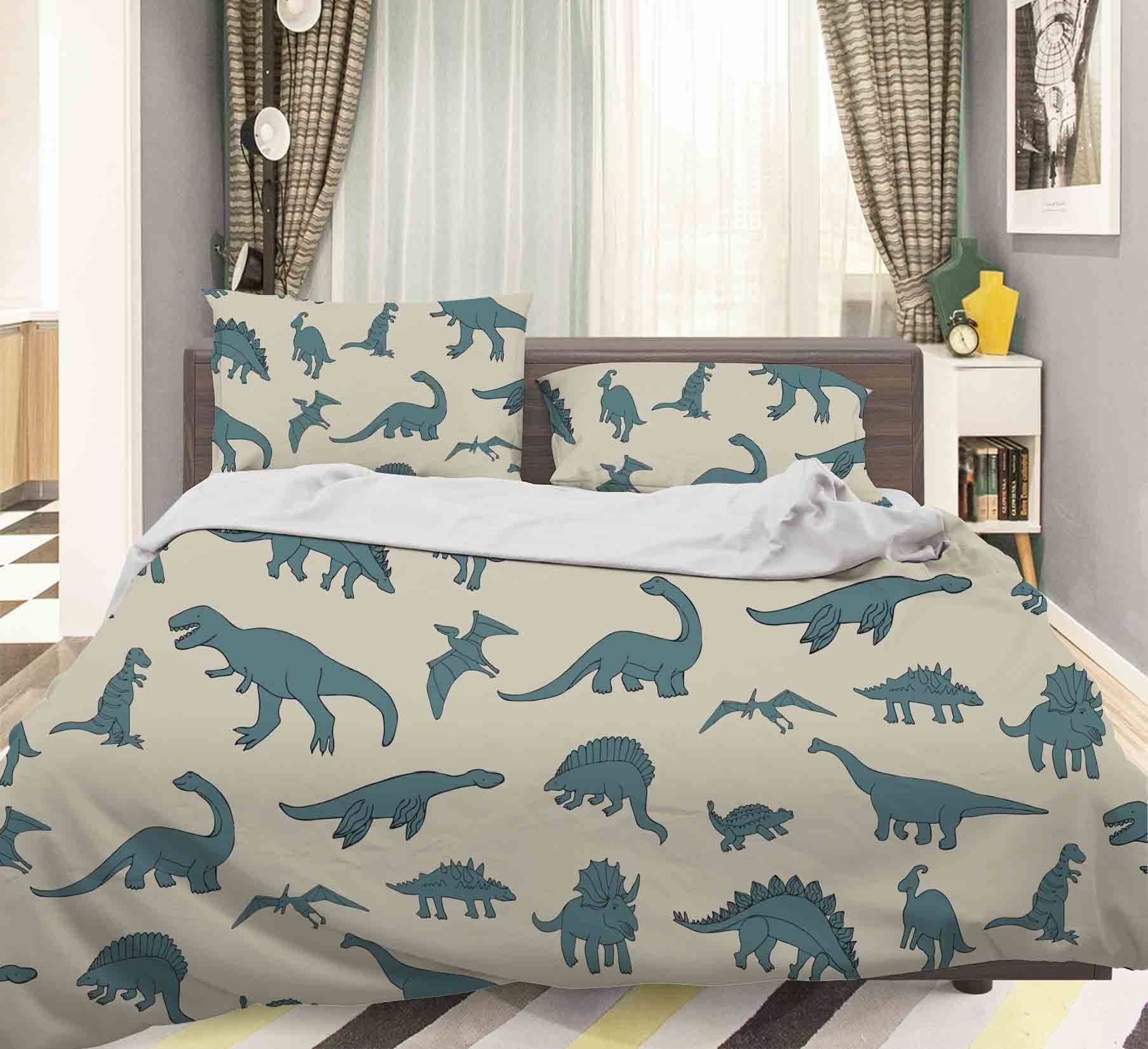 3d Green Dinosaurs Pattern Comfortable Bedding Set