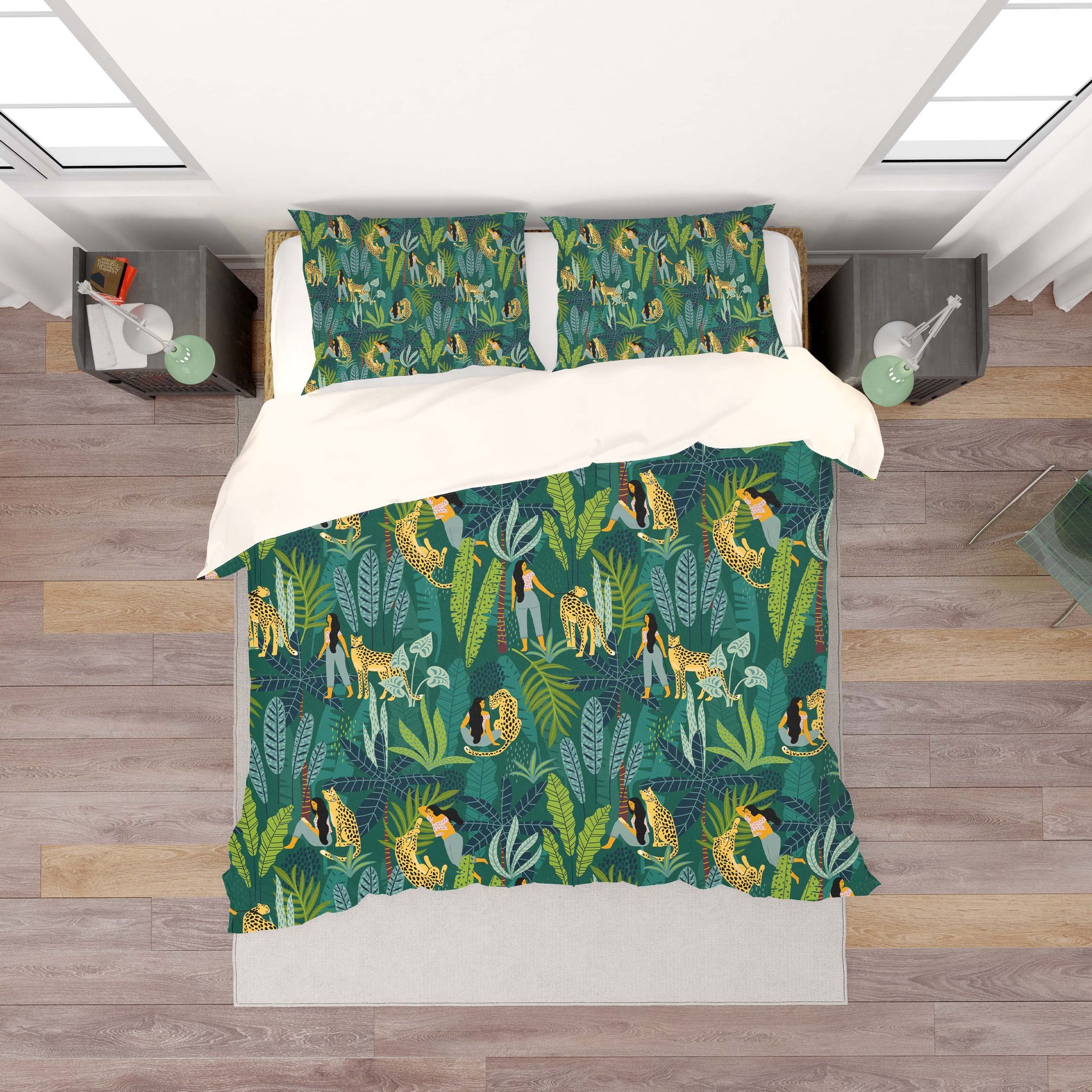 3d Green Leopard Plants Leaves Beauty Comfortable Bedding Set