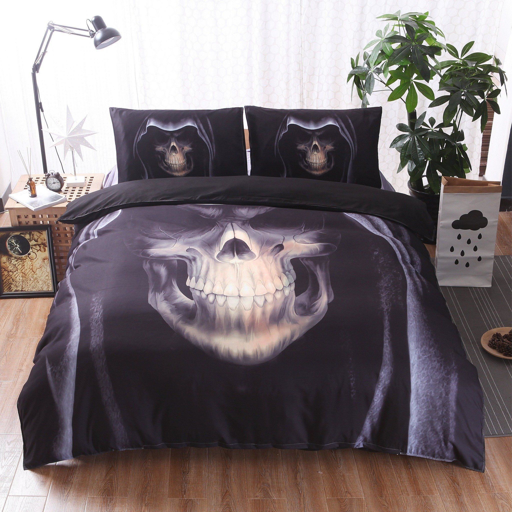 3D Grim Head Skull Bedding Set