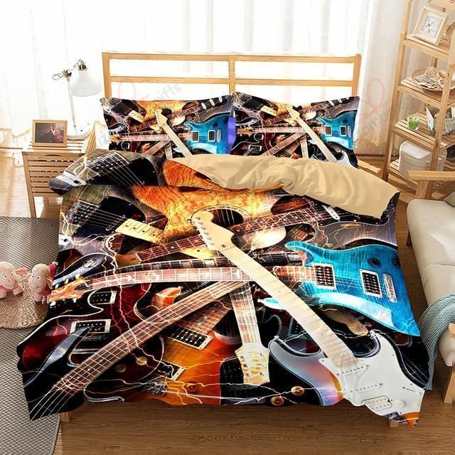 3D Guitar Print Bedding Set
