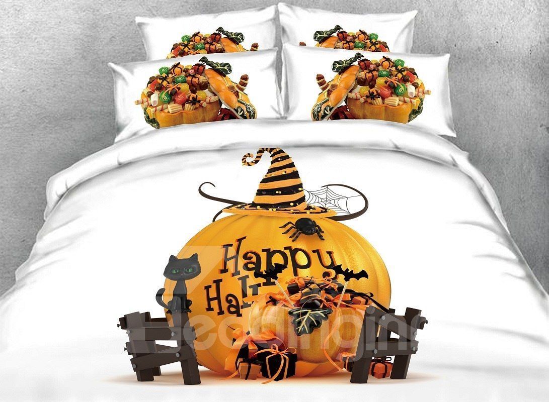 3D Halloween Candy Pumpkin Bedding Set