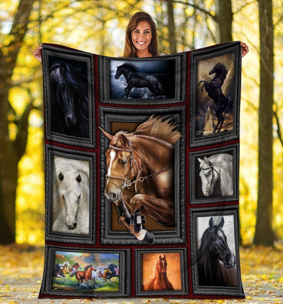 3d Horses Horse Lover Gifts Horseback Riding Equestrian Fleece Blanket