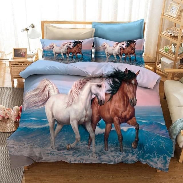 3d Horses Print Bedding Set