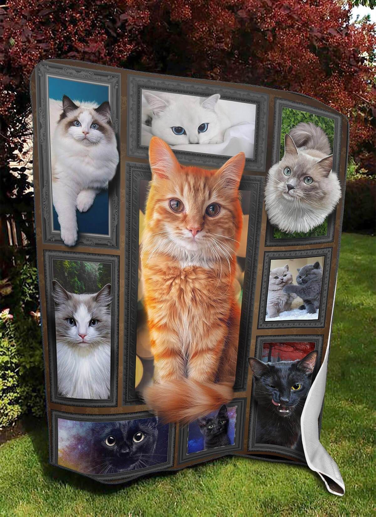 3d Huge Cat Sherpa Fleece Blanket