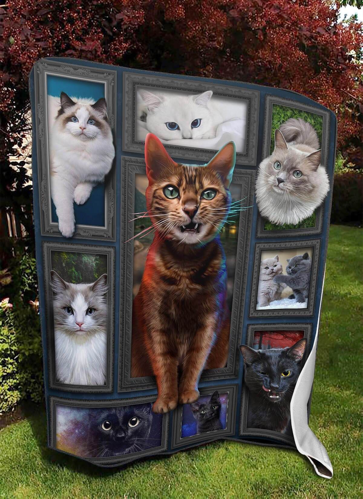 3d Huge Cat Sherpa Fleece Blanket