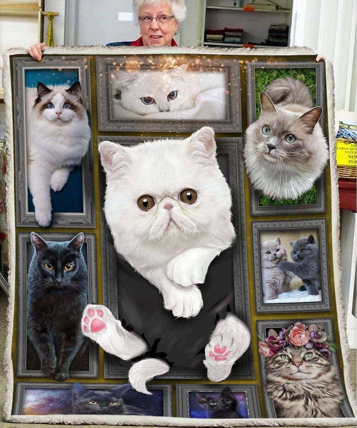 3d Huge Cat Sherpa Fleece Blanket