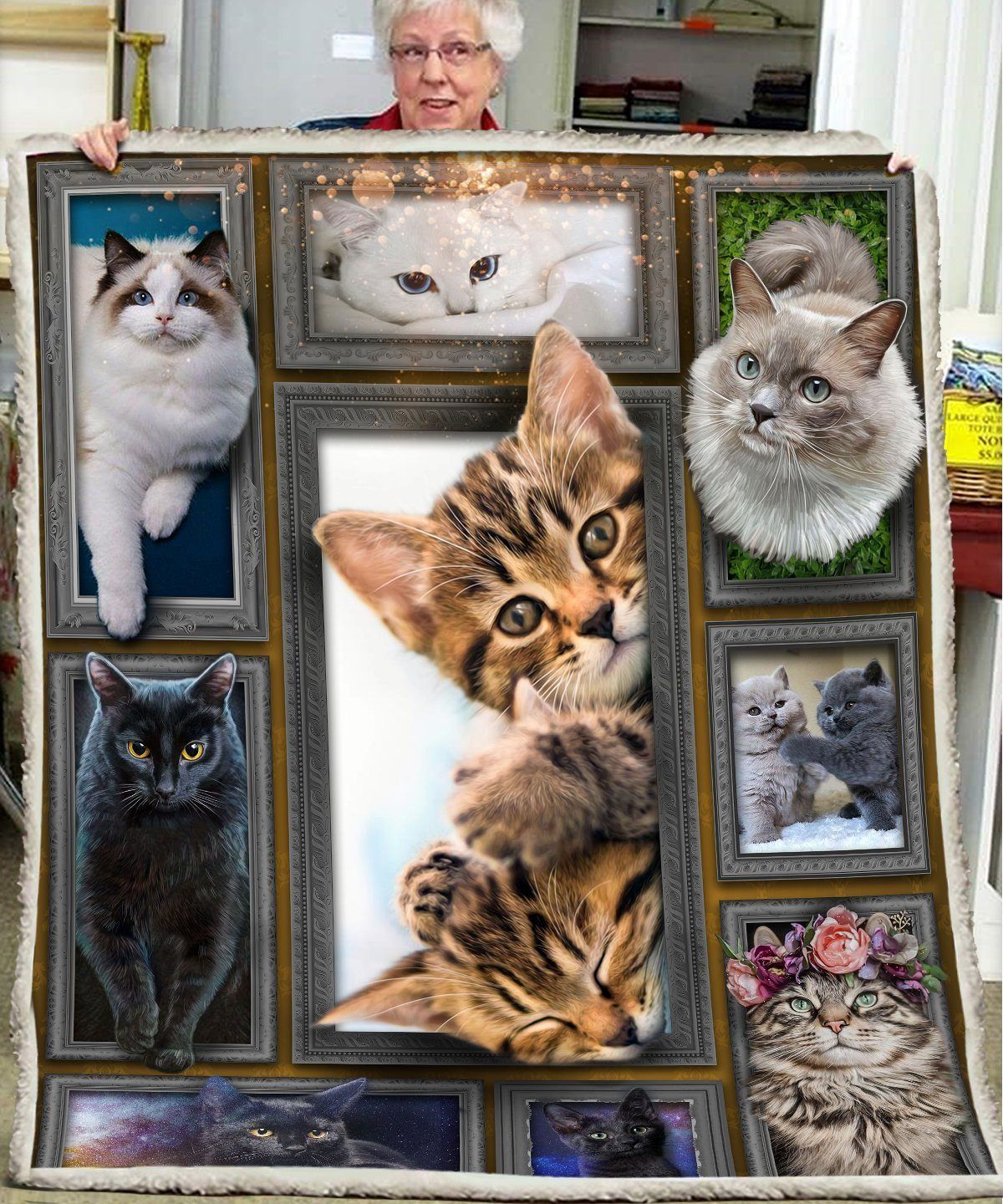 3d Huge Cat Sherpa Fleece Blanket