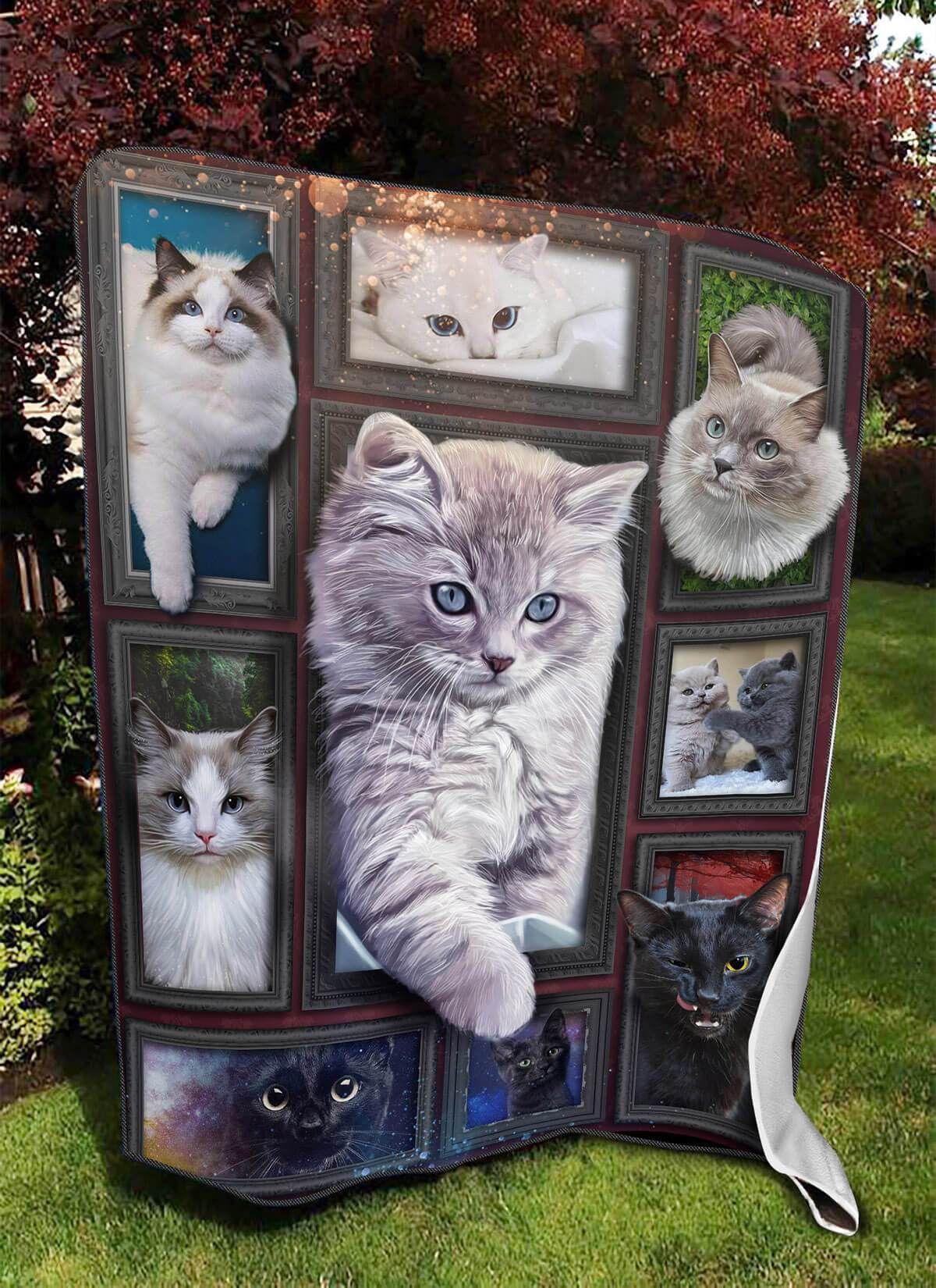 3d Huge Cat Sherpa Fleece Blanket