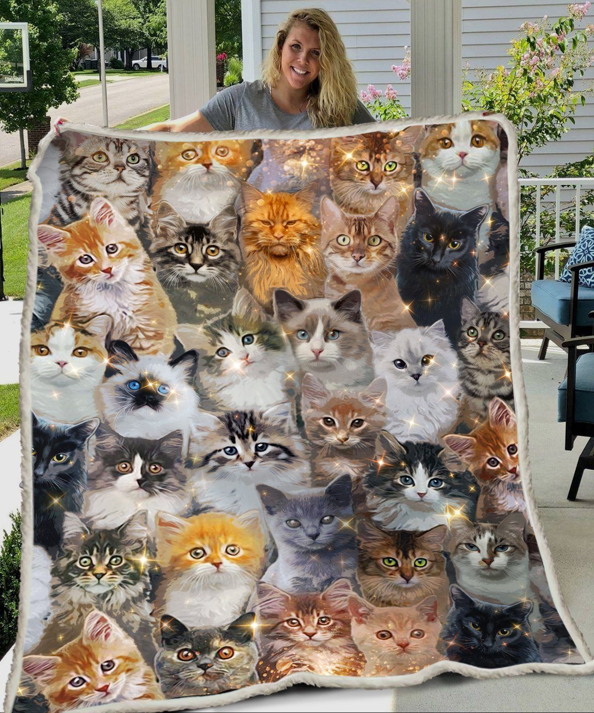 3d Huge Cat Sherpa Fleece Blanket