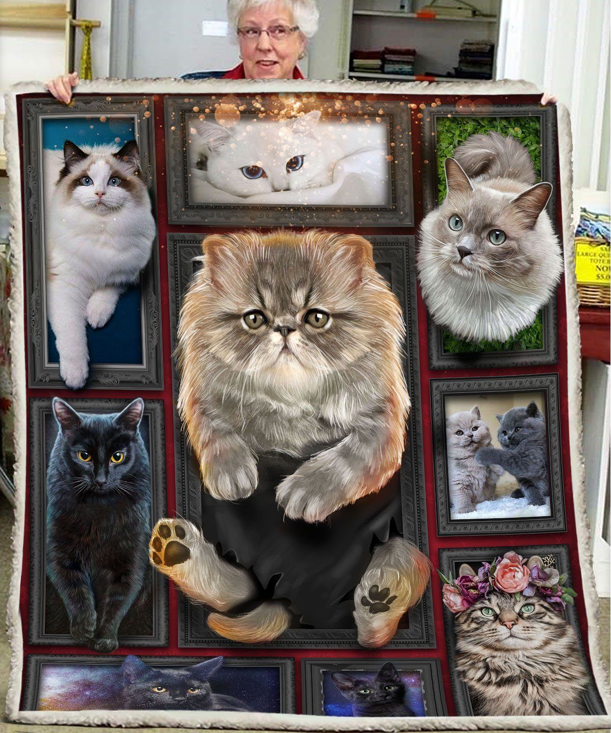 3d Huge Cat Sherpa Fleece Blanket