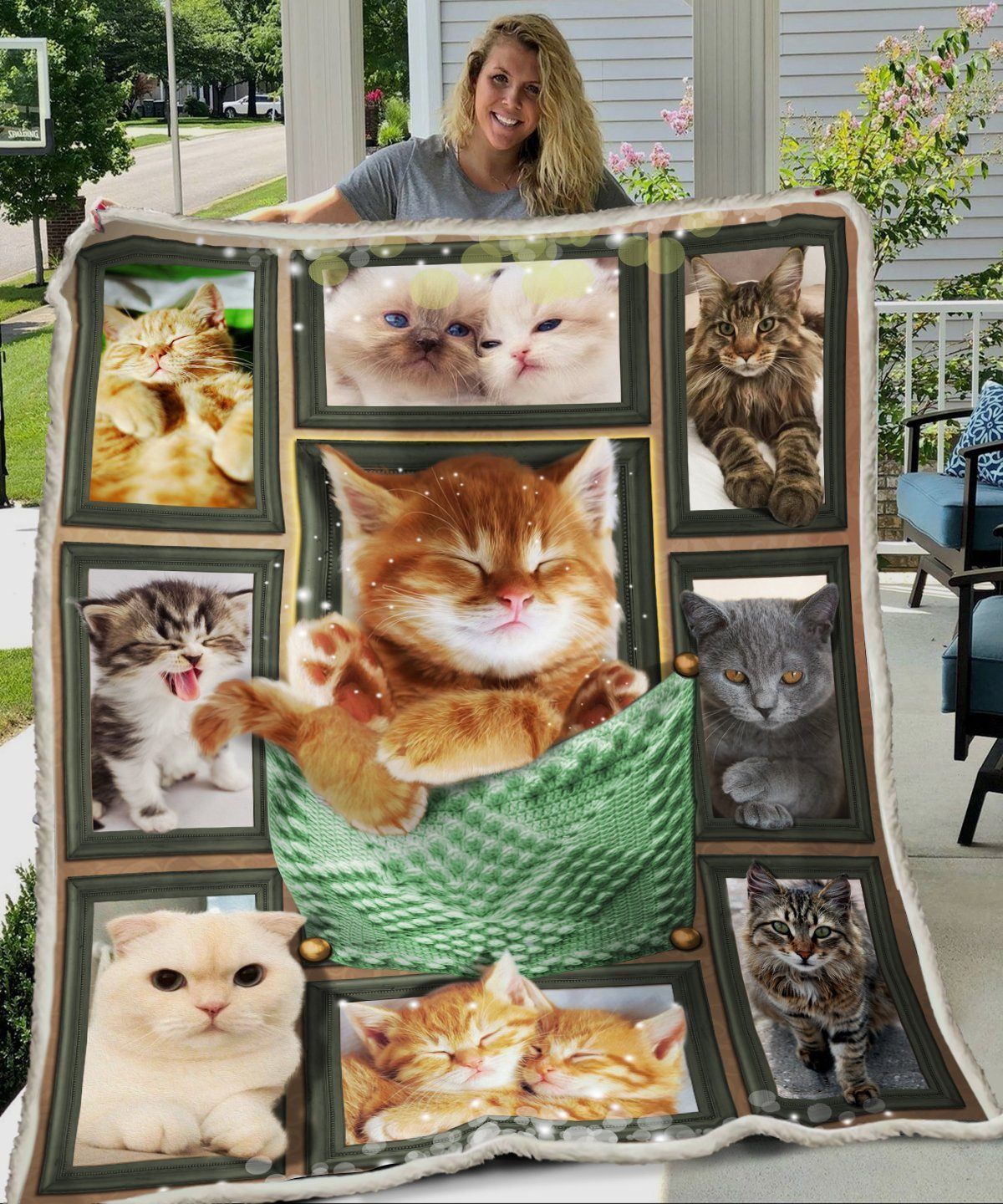 3d Huge Cat Sherpa Fleece Blanket