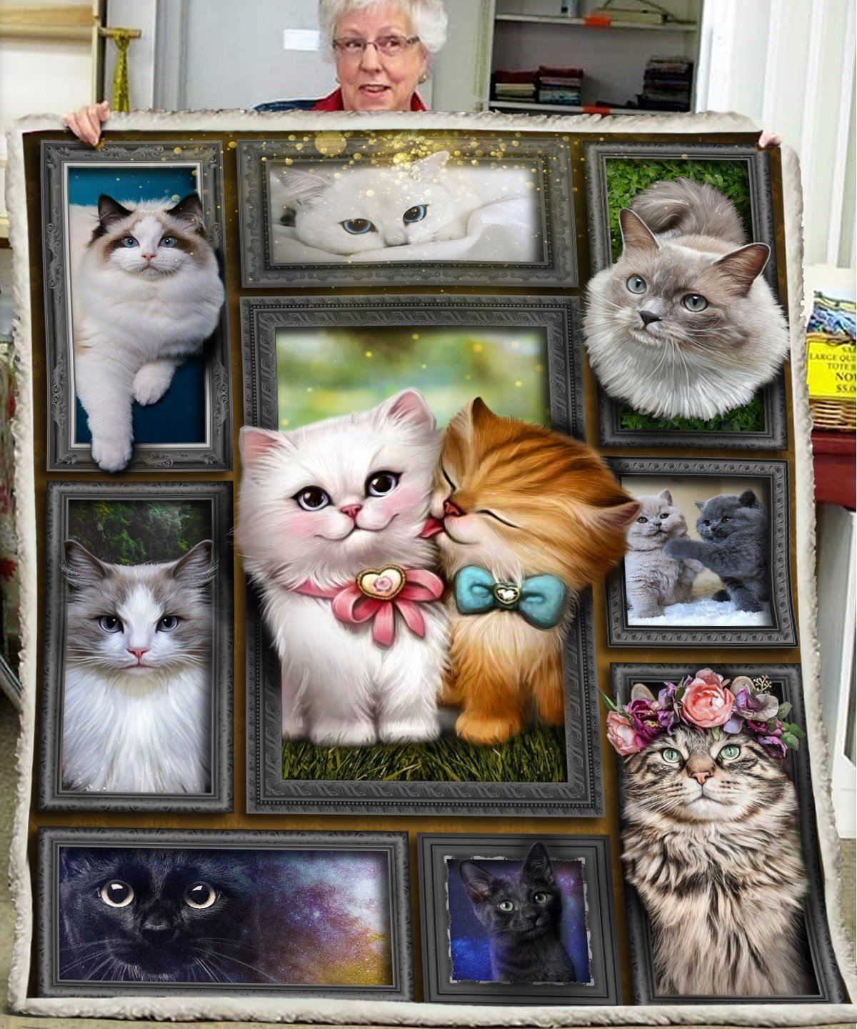 3d Huge Cat Sherpa Fleece Blanket