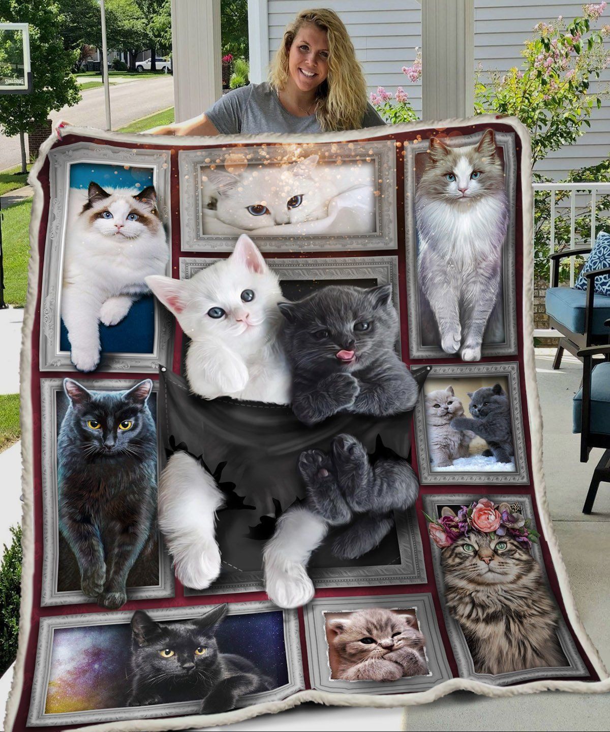 3d Huge Cat Sherpa Fleece Blanket