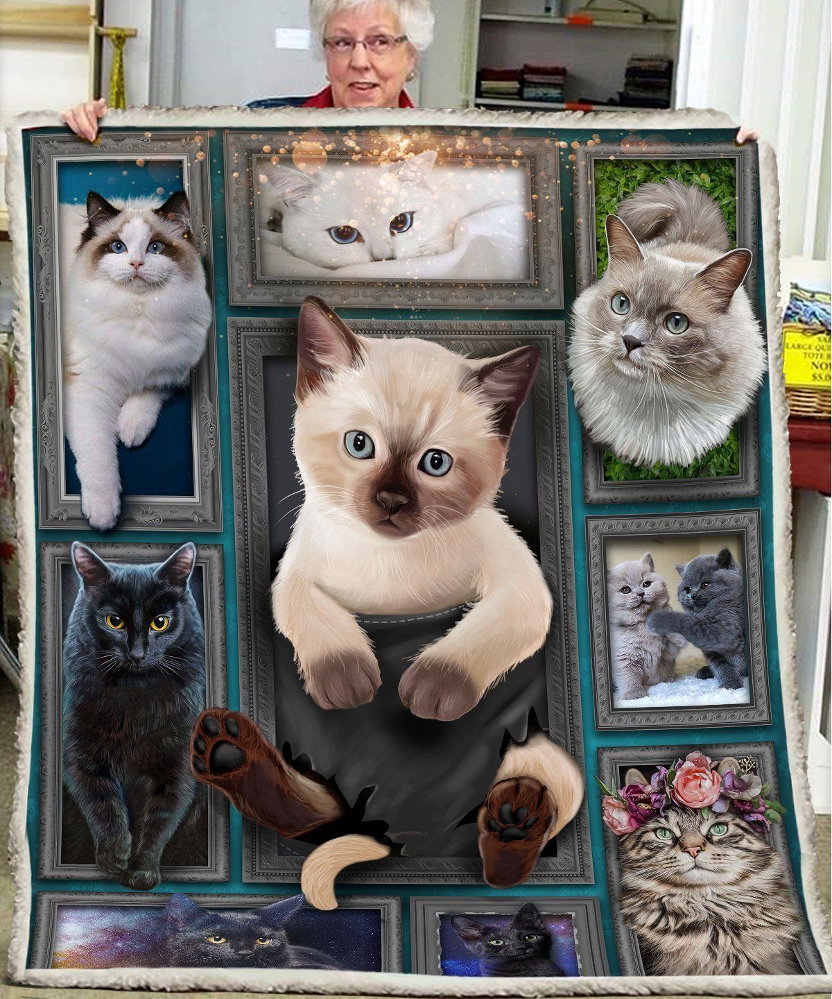 3d Huge Cat Sherpa Fleece Blanket