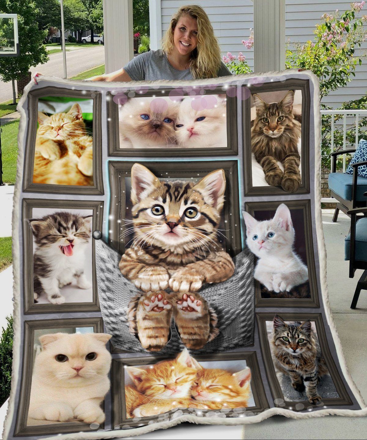 3d Huge Cat Sherpa Fleece Blanket