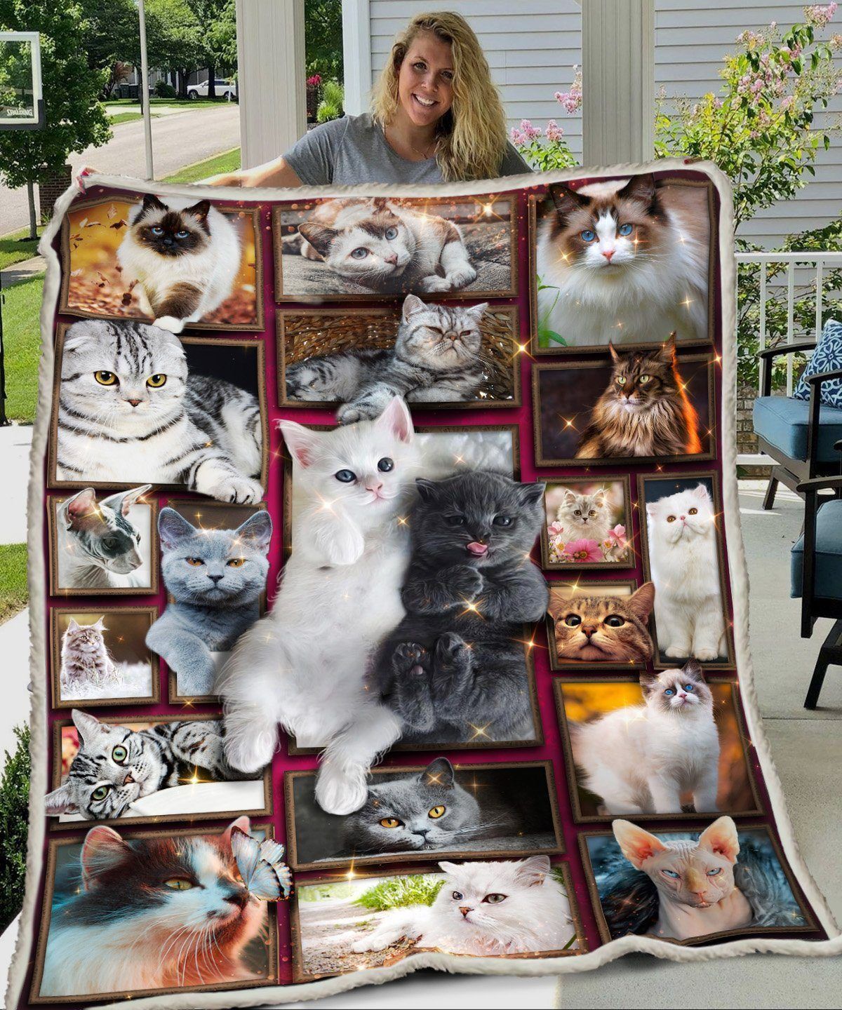3d Huge Cat Sherpa Fleece Blanket